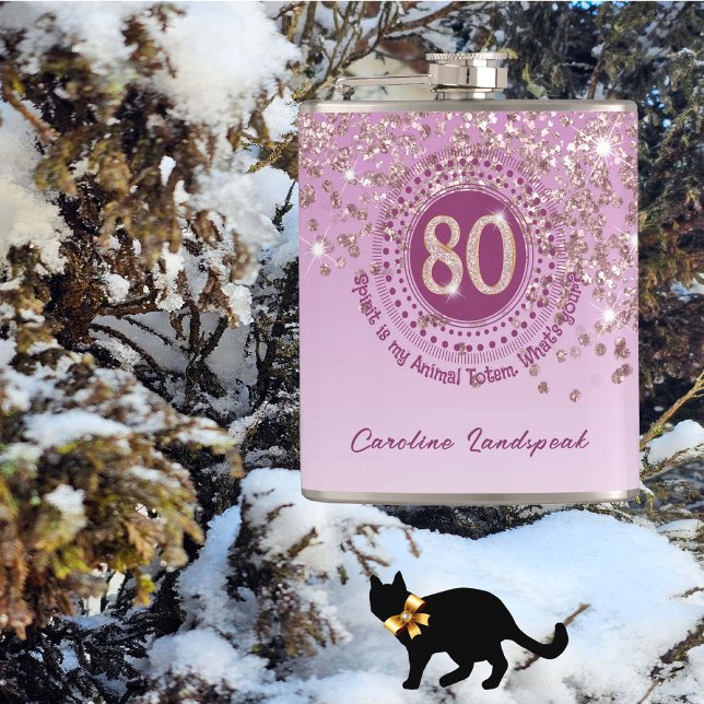 Achtzig & Rose Gold Glitzer & Drink Zitat Flachmann (Von Creator hochgeladen)