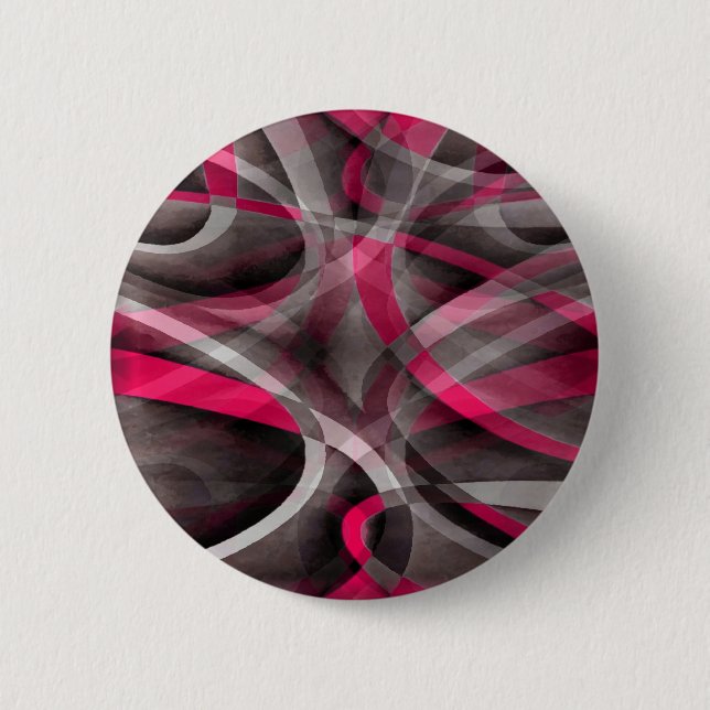 Achtzig Rose Rosa und Grau-Funky Muster Button (Vorderseite)