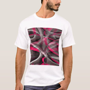 Achtzig Rose rosa und graues Funky-Muster T-Shirt