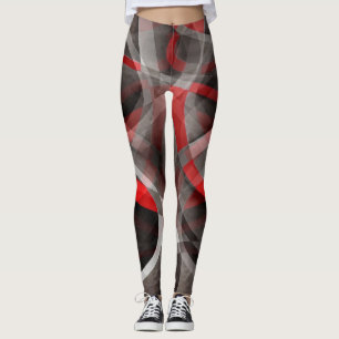 Achtzig rote, weiße und graue Kurven Leggings
