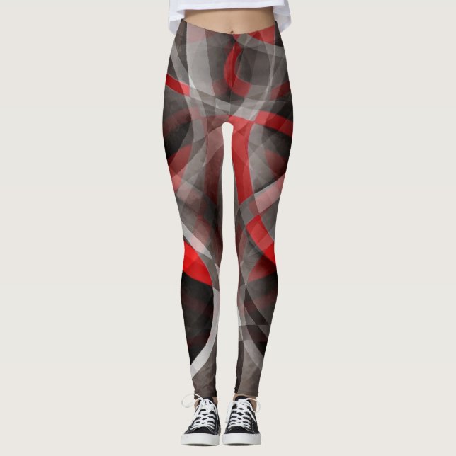 Achtzig rote, weiße und graue Kurven Leggings (Vorderseite)