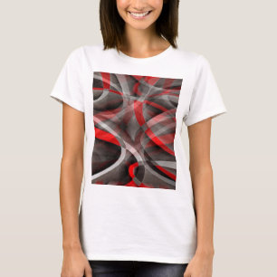 Achtzig rote, weiße und graue Kurven T-Shirt