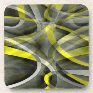 Achtzig Vibes daffodil Gelb und grau Layered Cu Getränkeuntersetzer