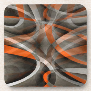 Achtzig Vibes verbrannte Orange und Graue Schichtk Getränkeuntersetzer