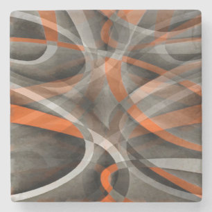 Achtzig Vibes verbrannte Orange und Graue Schichtk Steinuntersetzer