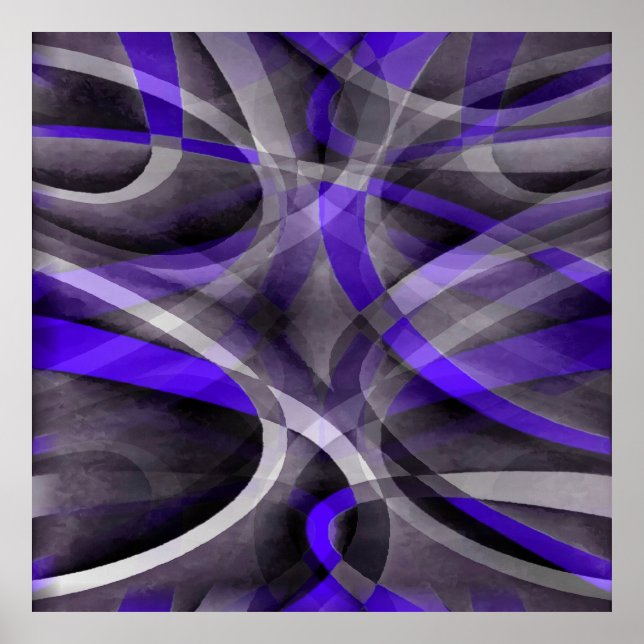 Achtzig Vibes Violet Blue und Gray Funky Muster. Poster (Vorne)