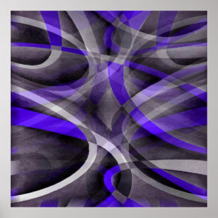 Achtziger-Vibes Violett Blau und Grau Funky-Muster Poster