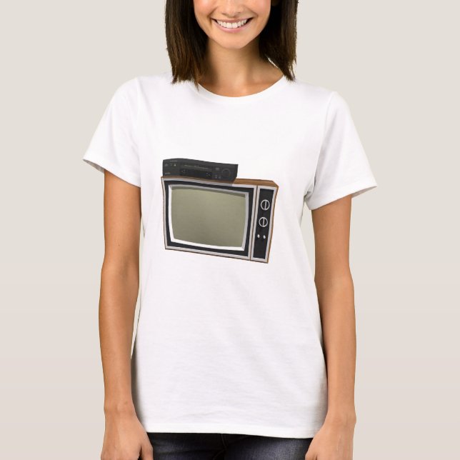 Achtzigerjahre Art Fernsehen und VCR: Modell 3D T-Shirt (Vorderseite)