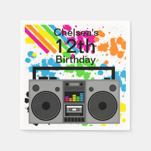 Achtzigerjahre Ghettoblaster-Papierservietten Serviette