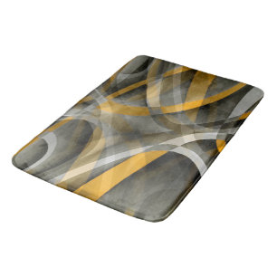 Achziger Retro Senfgelb und Grau Abstract Cu Badematte
