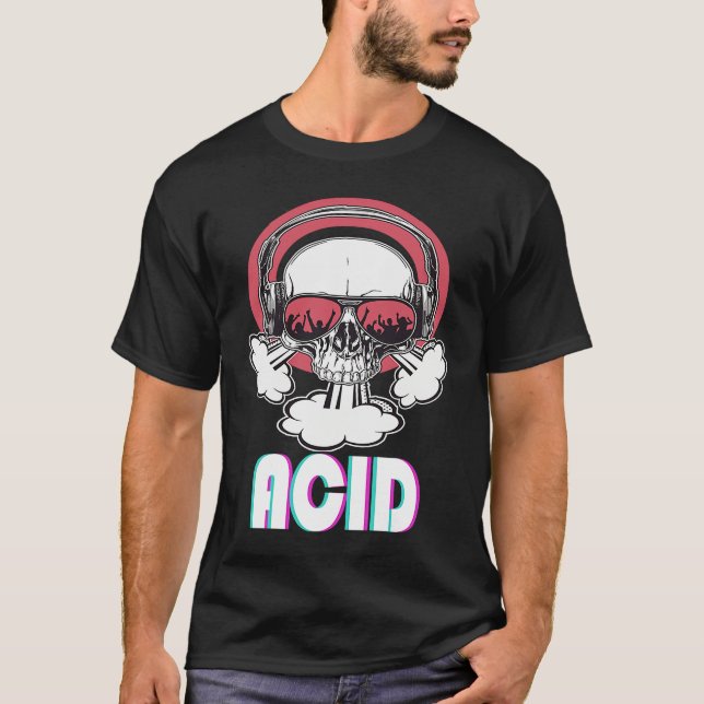 Acid Disco Music Techno Trance Skull T-Shirt (Vorderseite)