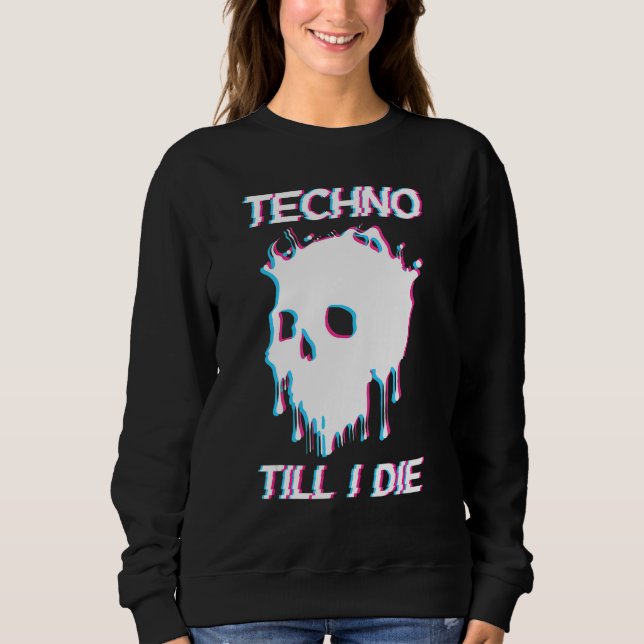 Acid Face Tekno Rave Music Hard Techno Raver Dark  Sweatshirt (Vorderseite)