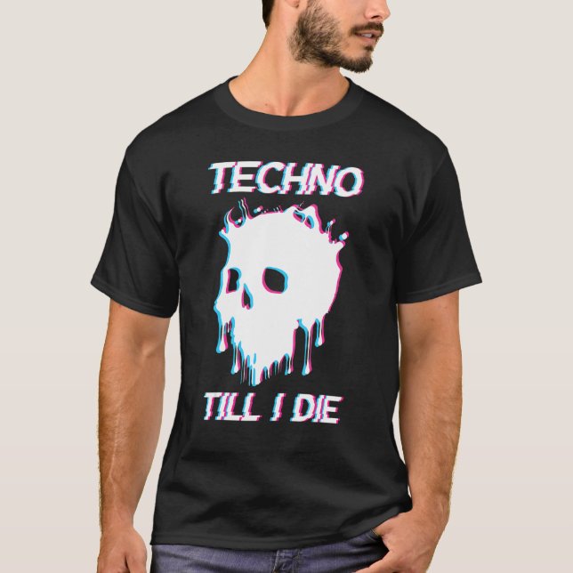 Acid Face Tekno Rave Music Hard Techno Raver Dark  T-Shirt (Vorderseite)
