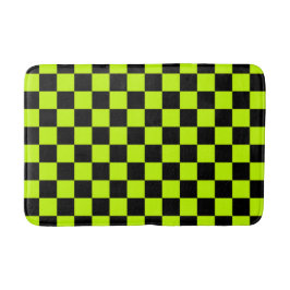 Acid green black checkerboard pattern badematte
