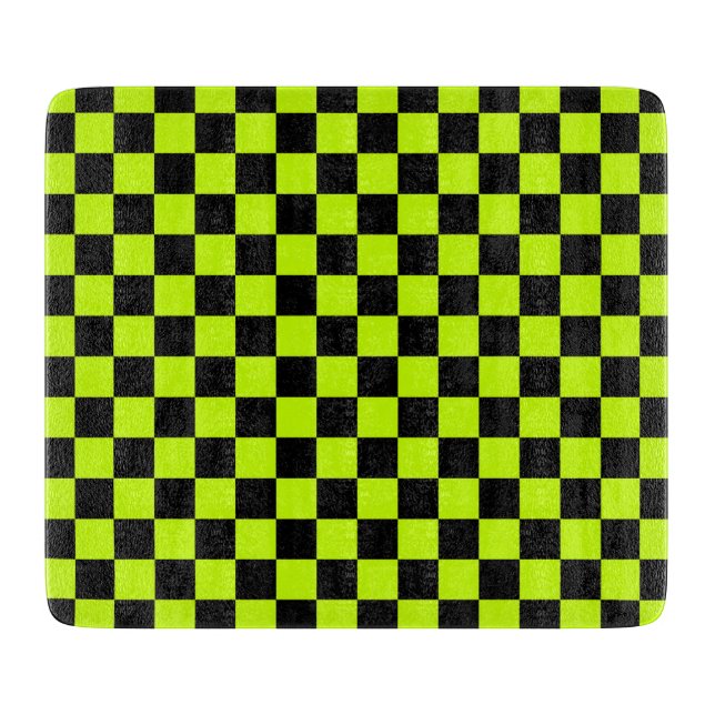 Acid green black checkerboard pattern schneidebrett (Vorderseite)