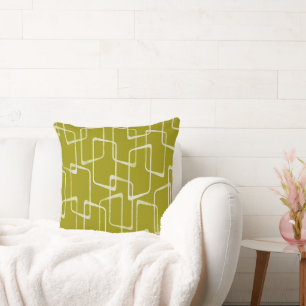 Acid Green Retro Lino Geometrisches Muster Kissen
