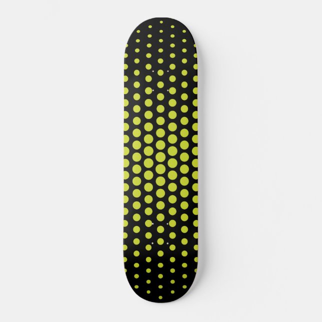 Acid Green Techno Dots Modern Black Skateboard (Vorderseite)