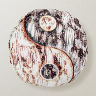 Acid Trip Yin Yang Artisan Rundes Kissen