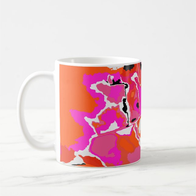 Acid Vivid Digital Psychedelic Hell Hintergrund.  Kaffeetasse (Links)