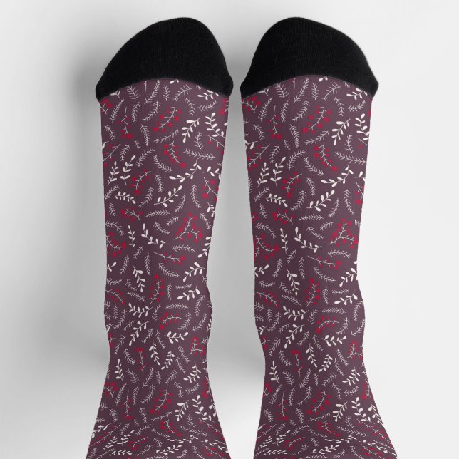 Ackerpflanze lila rustikale Laubbaumstruktur Socken (Oben)