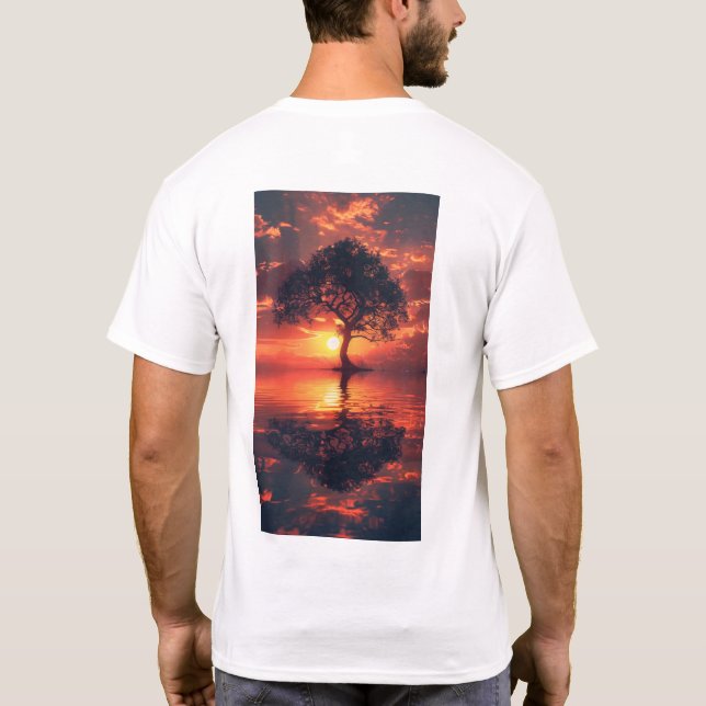Acklit Tree at Sunset - Hyper Realist Reflection T T-Shirt (Rückseite)