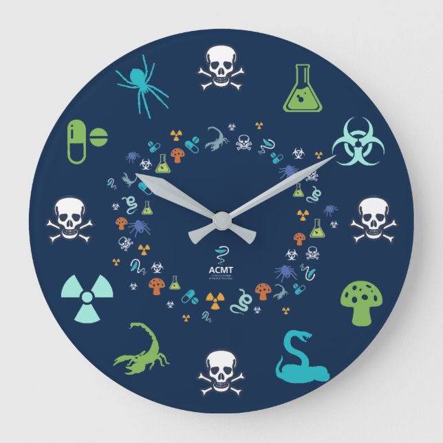 ACMT Tox Clock - Dunkles blaues Design Große Wanduhr (Vorderseite)