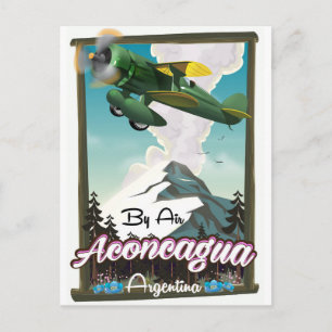 Aconcagua -Argentinien Vintage-Flugposter-Druck. Postkarte