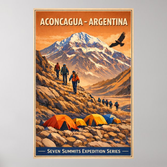 Aconcagua Argentinien - Vintage Reise  Poster (Vorne)