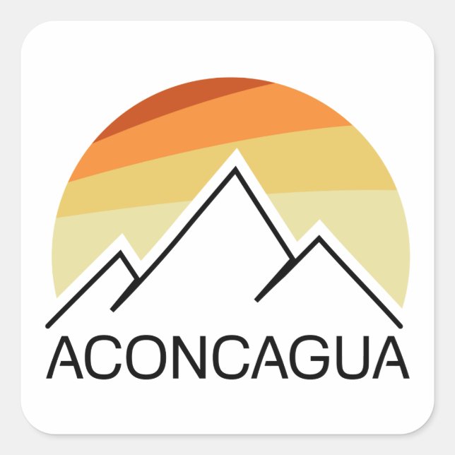 Aconcagua Retro Quadratischer Aufkleber (Vorderseite)