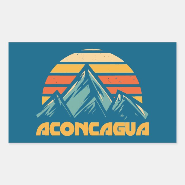 Aconcagua Retro Turquoise Rechteckiger Aufkleber (Vorderseite)