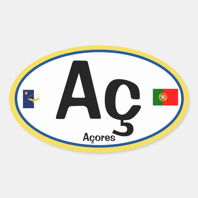 Acores (Azoren) Oval Sticker im Euro-Stil (Vorderseite)