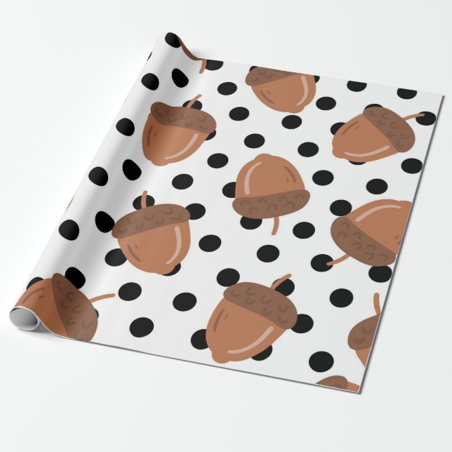 Acorn Black Dots Herbst Y2K Muster Geschenkpapier (Ungerollt)