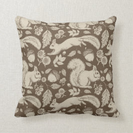 Acorn Eichhörnchen Floral Taupe Ecru Pillow Kissen