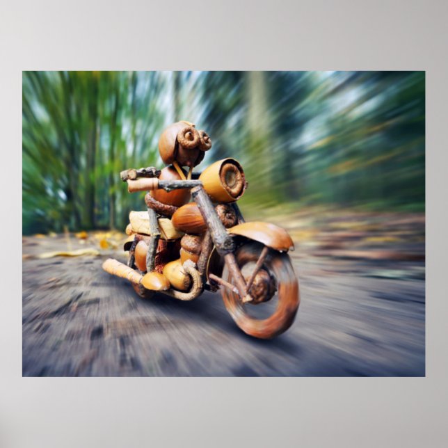 Acorn elf auf dem Motorradposter Poster (Vorne)