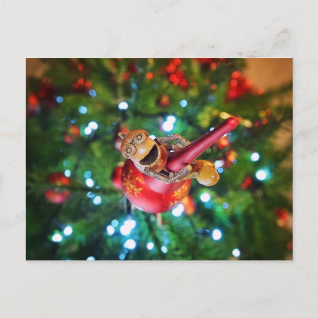 Acorn-Elf auf dem Weihnachtsbaum - Weihnachten Postkarte (Vorderseite)