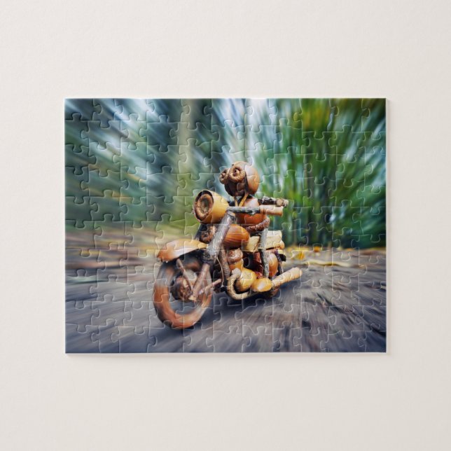 Acorn-Elf-Fahrer auf dem Motorrad Puzzle (Horizontal)