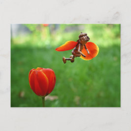 Acorn elf Mädchen als Tulpenmärchen Frühlingskarte Postkarte