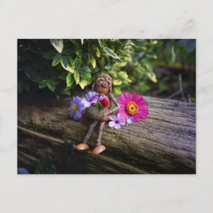 Acorn elf Mädchen mit Blume Postkarte