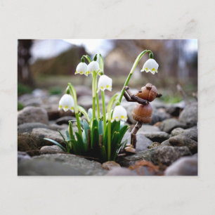 Acorn Elf mit Schneeflocke Blume Postkarte
