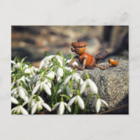 Acorn Elf mit Schneeflocke Blume Postkarte