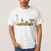 Acorn elf naiv den Wald mit Pilz