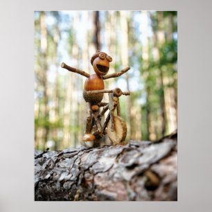 Acorn elf Rad fahren ohne Plakat zu halten