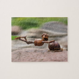 Acorn-Elf-Reiter auf dem Puzzle der Schnecke