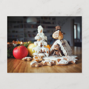 Acorn Elfen essen Weihnachtsgingerbrot Postkarte