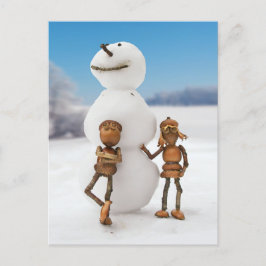 Acorn Elves machen eine Winterpostkarte für einen  Postkarte