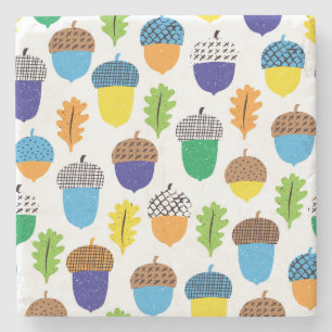 Acorn Herbst: Vintages Blattmuster. Steinuntersetzer