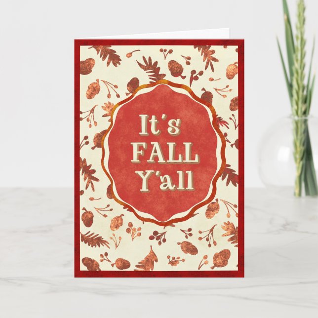 Acorn It’s Fall Y’all Autumn Card Cozy Southern Karte (Vorderseite)