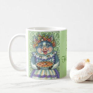 ACORN & SQUASH PIE, LÄNDLICHE KÜCHERSCHWEINE-TASSE KAFFEETASSE