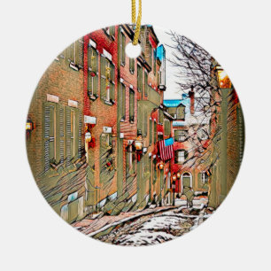 Acorn Street, Boston Keramik Ornament
