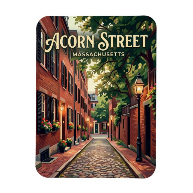 Acorn Street Massachusetts Magnet (Vertikal)